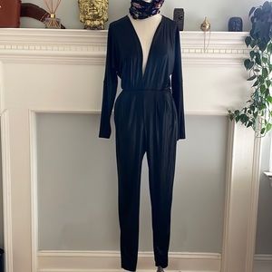 American Apparel  black lame 70s disco style jumpsuit size  XS
